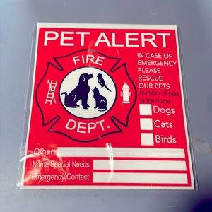 Pet Alert Emergency Fire Safety Rescue Save Our Pets Window Decal Sticker